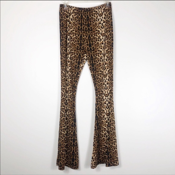 NWT Leopard Print High Waisted Flare Leg Pants - Picture 3 of 6